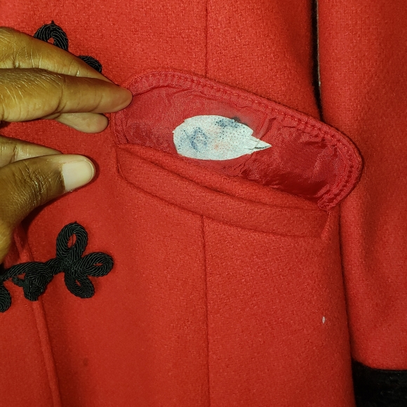 Rothschild Vintage ILGWU Red and Black Faux Fur Wool Coat Girls Size 10 - Picture 11 of 11